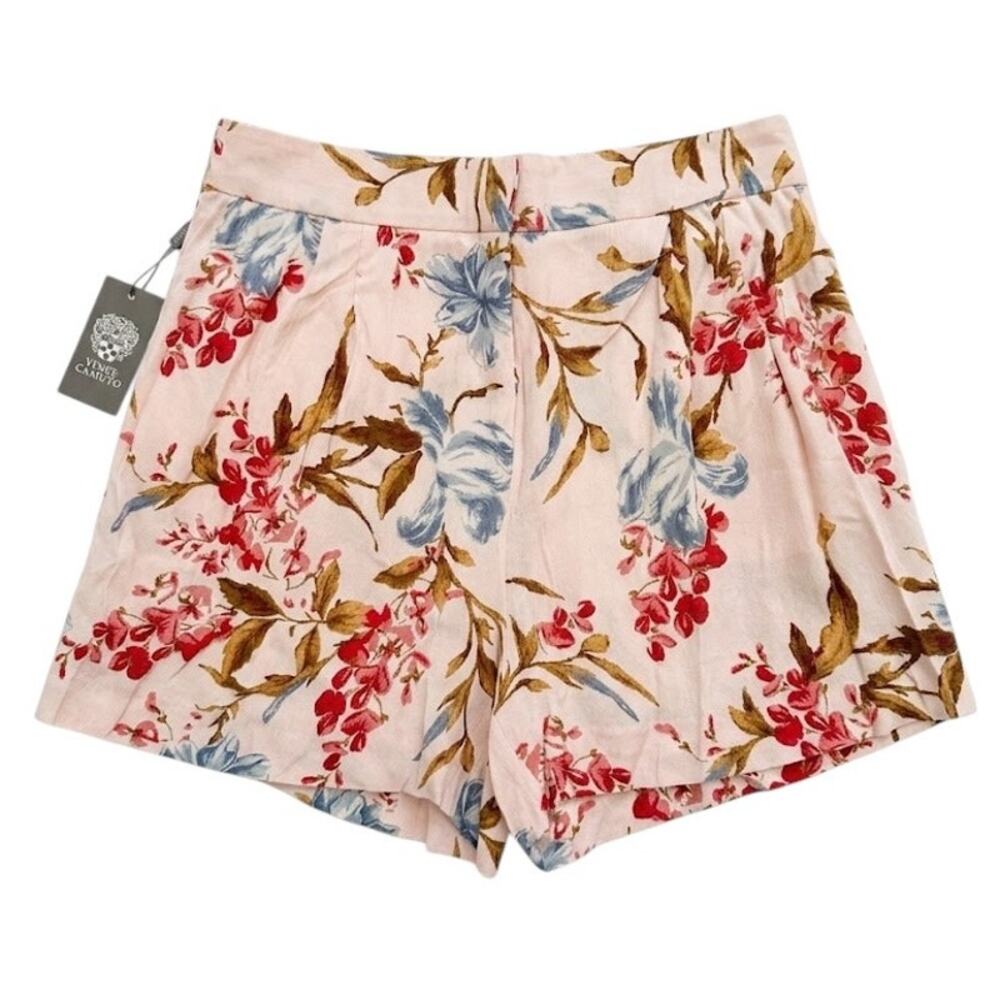 Vince Camuto Oasis Bloom Shorts Women 8 Peach Bellini Floral Viscose Pull On